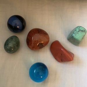 Gems and colorful glass marbles. With bag to keep safe. Please name a price.